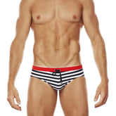 Navy Striped Swim Briefs